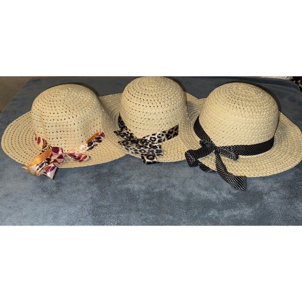 Hot Girl Shade: 3 Straw Sun Hats w/ Ribbons for Beach, BBQs & Blazing Summers!